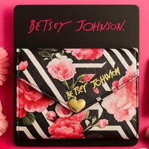 Betsey Johnson Floral Stripe Trifold Wallet NWT